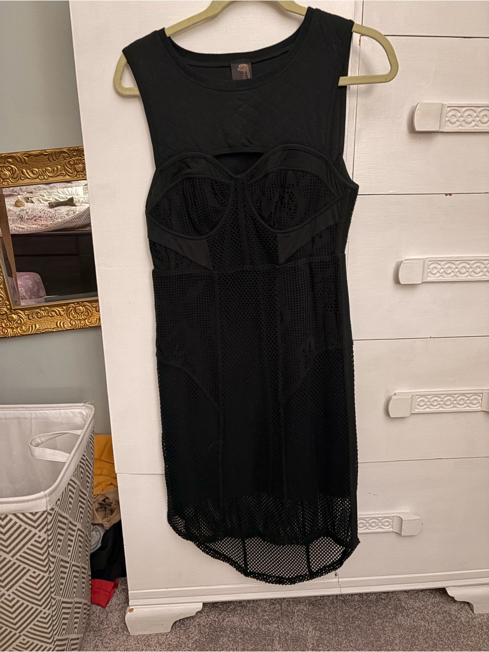 Free People Black Mesh Overlay Bodycon Dress